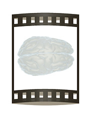 Image showing 3D illustration of human brain. The film strip