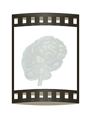 Image showing 3D illustration of human brain. The film strip