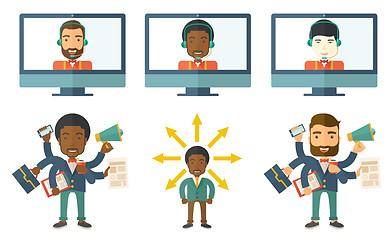 Image showing Vector set of illustrations with business people.