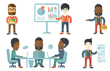 Image showing Vector set of illustrations with business people.