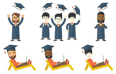Image showing Vector set of graduate student characters.