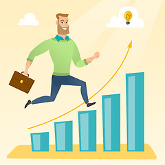 Image showing Businessman running along the growth graph.