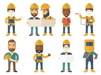 Image showing Vector set of constructors and builders characters