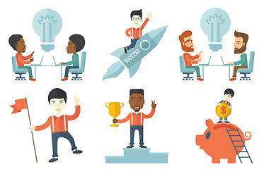 Image showing Vector set of illustrations with business people.