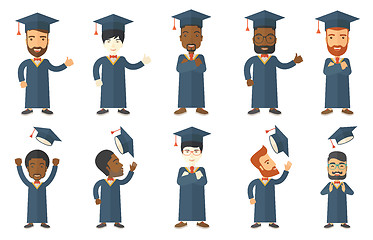 Image showing Vector set of graduate student characters.
