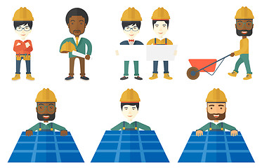 Image showing Vector set of constructors and builders characters