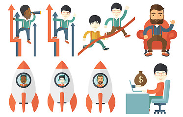 Image showing Vector set of illustrations with business people.