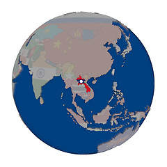 Image showing Laos on political globe