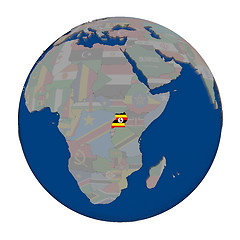 Image showing Uganda on political globe