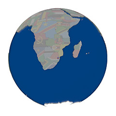 Image showing Swaziland on political globe