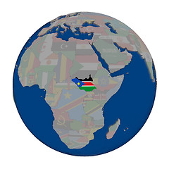 Image showing South Sudan on political globe