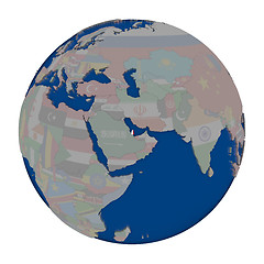 Image showing Qatar on political globe