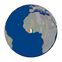 Image showing Ivory Coast on political globe