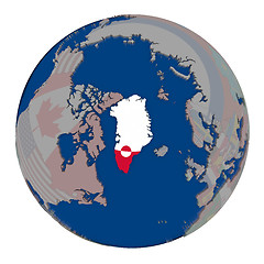 Image showing Greenland on political globe