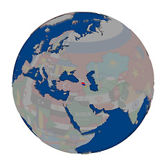 Image showing Armenia on political globe