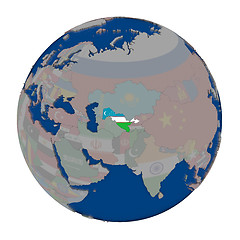 Image showing Uzbekistan on political globe