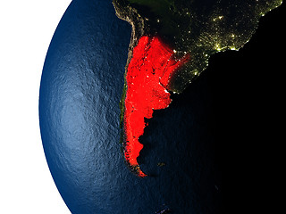 Image showing Sunset over Argentina from space