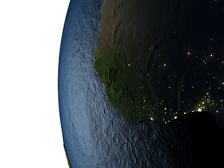 Image showing Sunset over Guinea from space