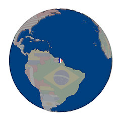 Image showing French Guiana on political globe