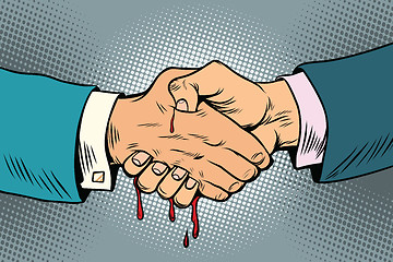 Image showing bloody handshake, underhanded business transaction