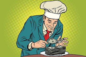 Image showing Businessman chef and the final banknote