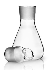 Image showing Laboratory flask with ground glass stopper near