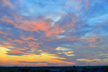 Image showing Dramatic sunset over city