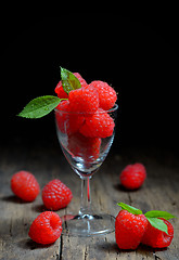 Image showing Raspberries in small glass 