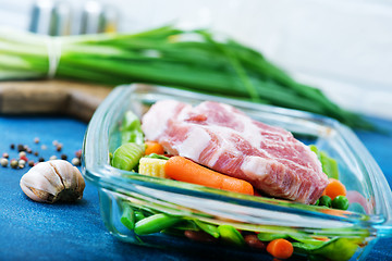 Image showing vegetables and meat in bowl