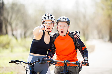 Image showing Photo of couple on bicycles