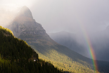 Image showing Rainbow Fall Color Rocky Mountains Glacier National Park Montana