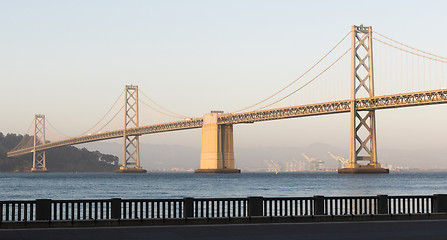 Image showing Panoramic Composition Bay Bridge San Francisco California Transp