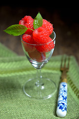 Image showing Raspberries in small glass