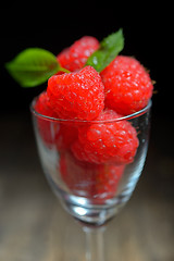Image showing Raspberries in small glass 