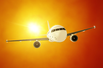 Image showing passenger airplane in the evening sun