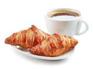 Image showing fresh croissants and coffee cup