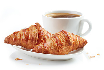 Image showing fresh croissants and coffee cup