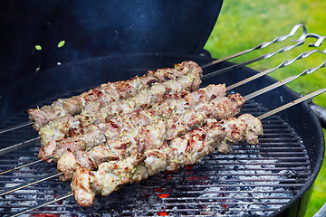 Image showing meat kebab skewers