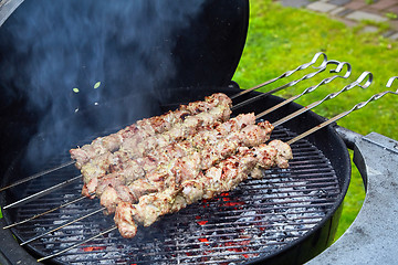 Image showing meat kebab skewers