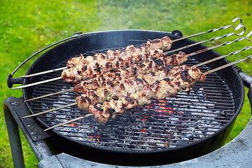 Image showing meat kebab skewers