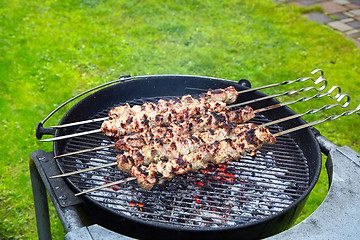 Image showing meat kebab skewers