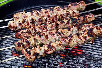 Image showing meat kebab skewers