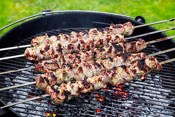 Image showing meat kebab skewers
