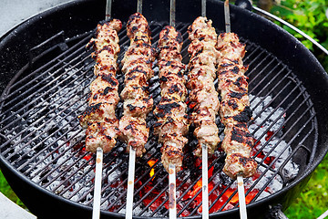 Image showing meat kebab skewers