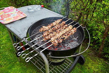 Image showing meat kebab skewers