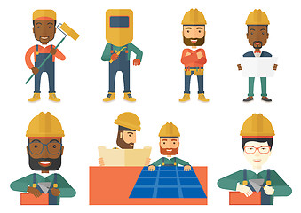 Image showing Vector set of constructors and builders characters