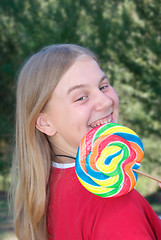 Image showing girl with lollipop