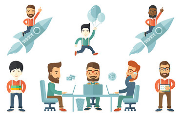 Image showing Vector set of illustrations with business people.