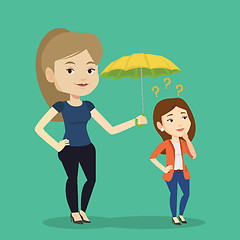 Image showing Businesswoman holding umbrella over woman.