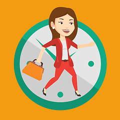 Image showing Business woman running on clock background.